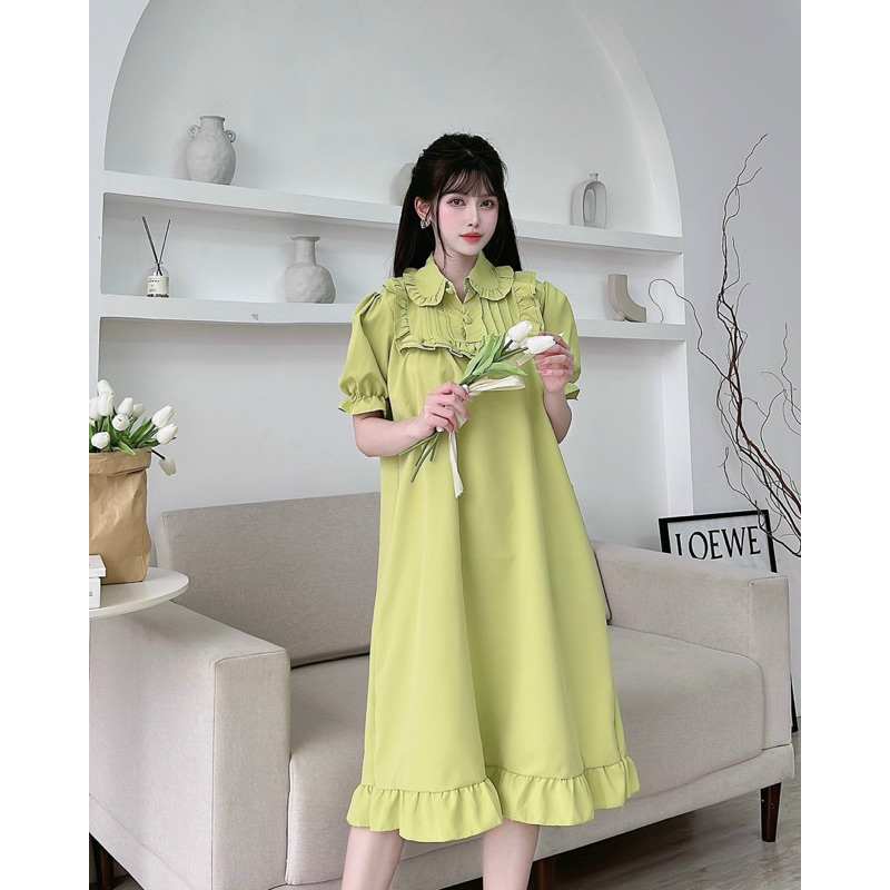 Đầm Bầu Nút Bọc Cổ Bèo Siêu Xinh Mã HH01