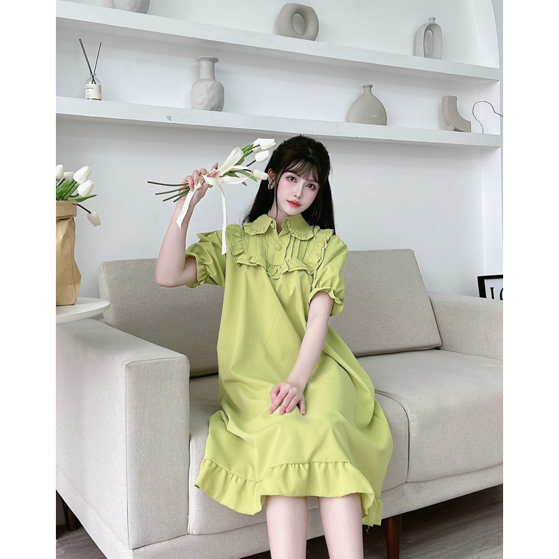 Đầm Bầu Nút Bọc Cổ Bèo Siêu Xinh Mã HH01