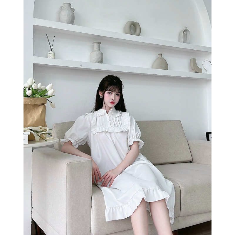 Đầm Bầu Nút Bọc Cổ Bèo Siêu Xinh Mã HH01