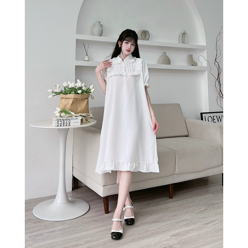 Đầm Bầu Nút Bọc Cổ Bèo Siêu Xinh Mã HH01