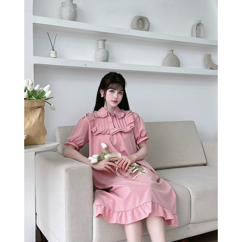 Đầm Bầu Nút Bọc Cổ Bèo Siêu Xinh Mã HH01