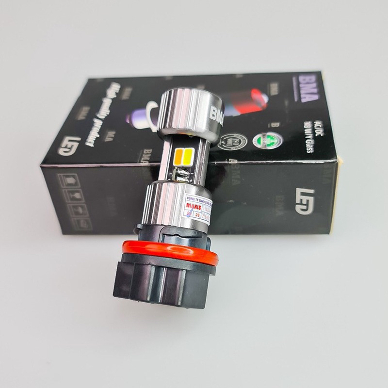 Đèn led xe máy hs5 cho ab 2012 đầu bò , lead 110 ,ánh sáng cos vàng pha trắng 30w