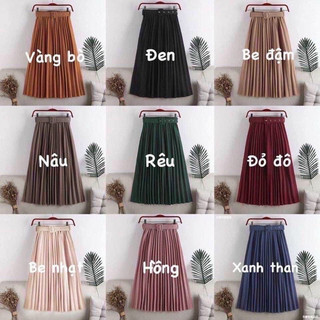Chân váy xếp ly kèm belt