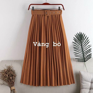 Chân váy xếp ly kèm belt