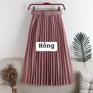 Chân váy xếp ly kèm belt