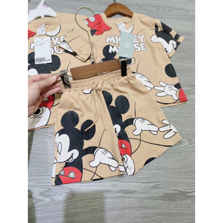 Bộ thun Mickey nâu sz 1-6y