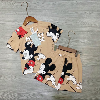 Bộ thun Mickey nâu sz 1-6y