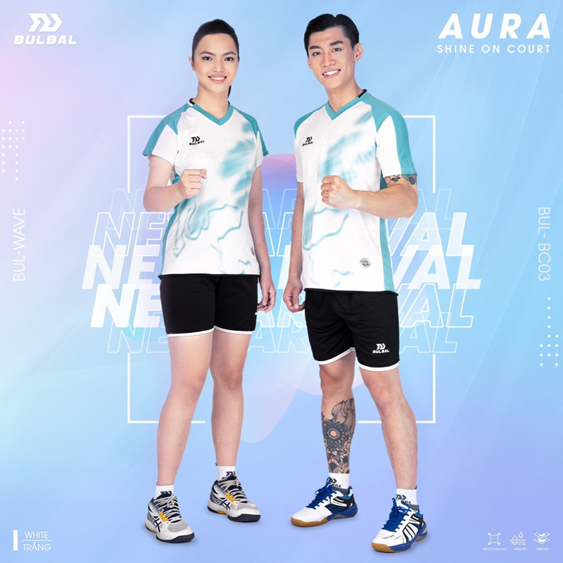 Quần Áo Bóng Chuyền Nam Nữ Bulbal Aura Chính Hãng, Áo Thể Thao Chất Liệu Thoáng Khí Thấm Hút Mồ Hôi
