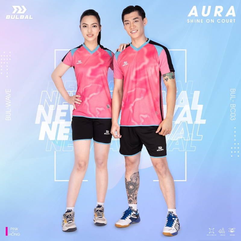 Quần Áo Bóng Chuyền Nam Nữ Bulbal Aura Chính Hãng, Áo Thể Thao Chất Liệu Thoáng Khí Thấm Hút Mồ Hôi