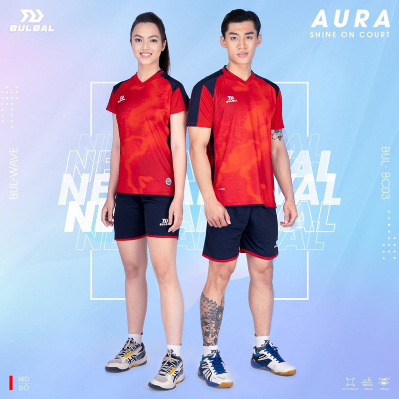 Quần Áo Bóng Chuyền Nam Nữ Bulbal Aura Chính Hãng, Áo Thể Thao Chất Liệu Thoáng Khí Thấm Hút Mồ Hôi