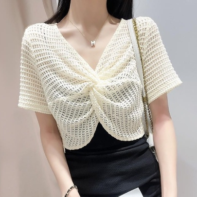 (ảnh thật) Áo Khoác Len Lưới mỏng phong cách Hàn quốc cardigan dáng ngắn C6868