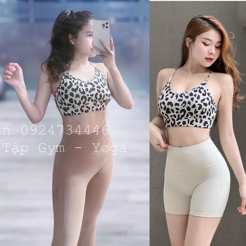 Áo bra Hoạ Tiết chéo lưng tập gym yoga chạy bộ