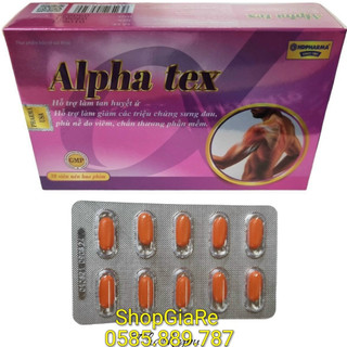Viên Alpha tex GIÚP TAN BẦM TÍM, GIẢM TIÊU SƯNG, GIẢM ĐAU HỘP, MAU LÀNH VẾT THƯƠNG, phù nề hộp 30 viên