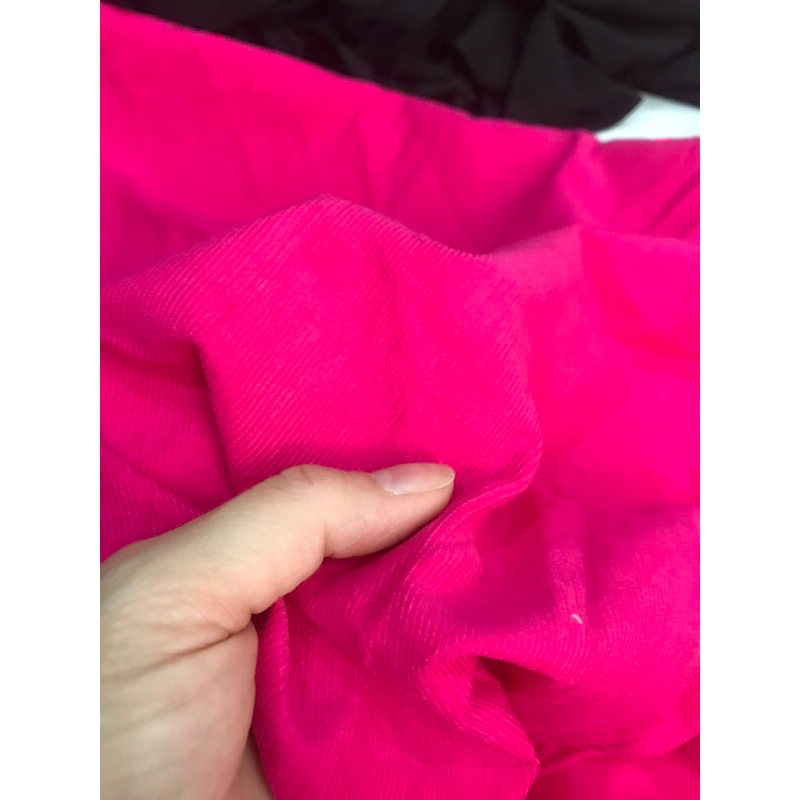 Vải Cotton nhung màu hồng cánh sen dày vừa (khổ 1m5)may đầm váy ,áo kiểu thời trang