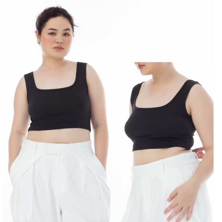/NOTE.BIGSIZE/Áo 2 dây ba lỗ bigsize nữ áo bra croptop co dãn mềm mại size lớn form to shop bigsize màu đen (Đủ size 60