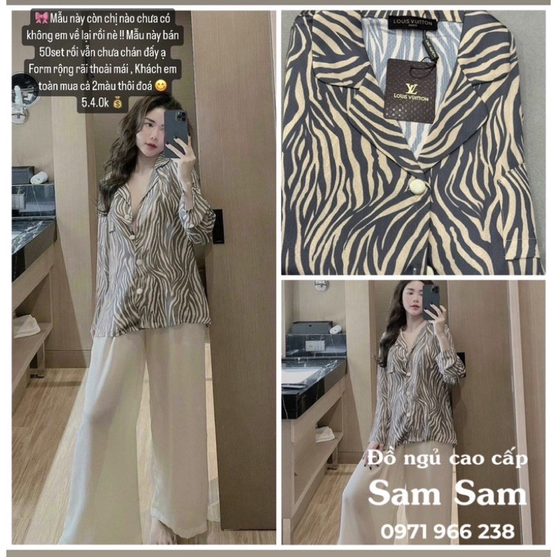 Đồ Bộ Mặc Nhà Pijama Nữ Cộc Dài Tay Cao Cấp - Đồ Ngủ Lụa Quảng Châu