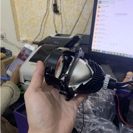 Đèn Bi Cầu LED V5 Lens Trong Chân H4, H7, H11