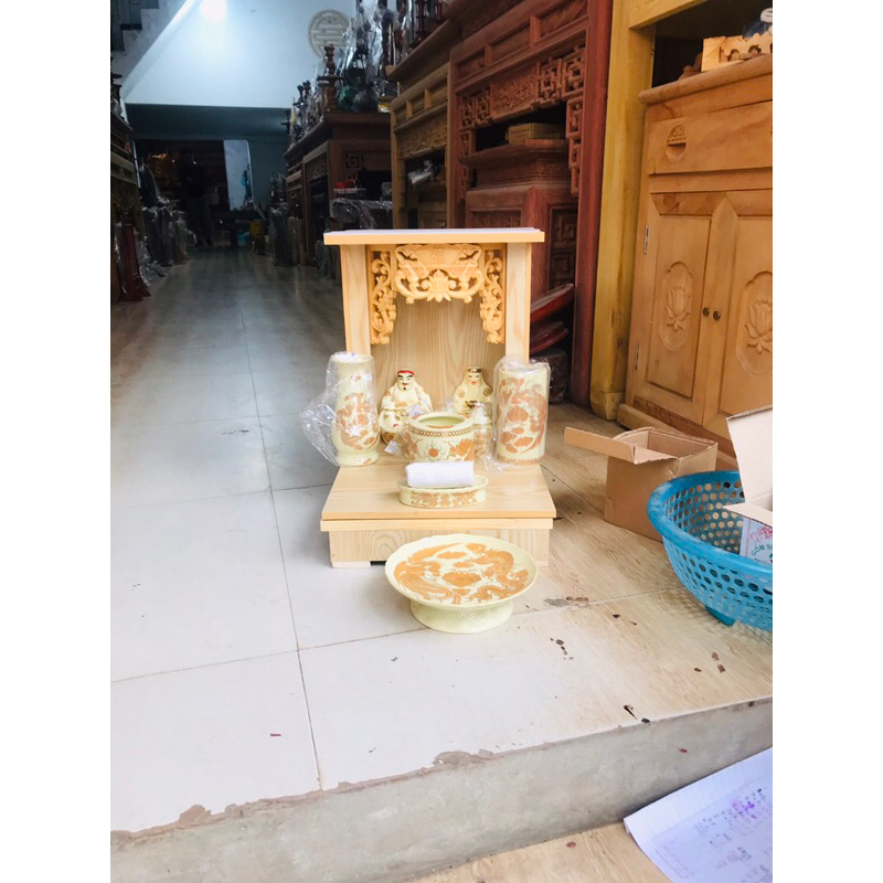 Combo bàn thờ thần tài ông địa mái bằng