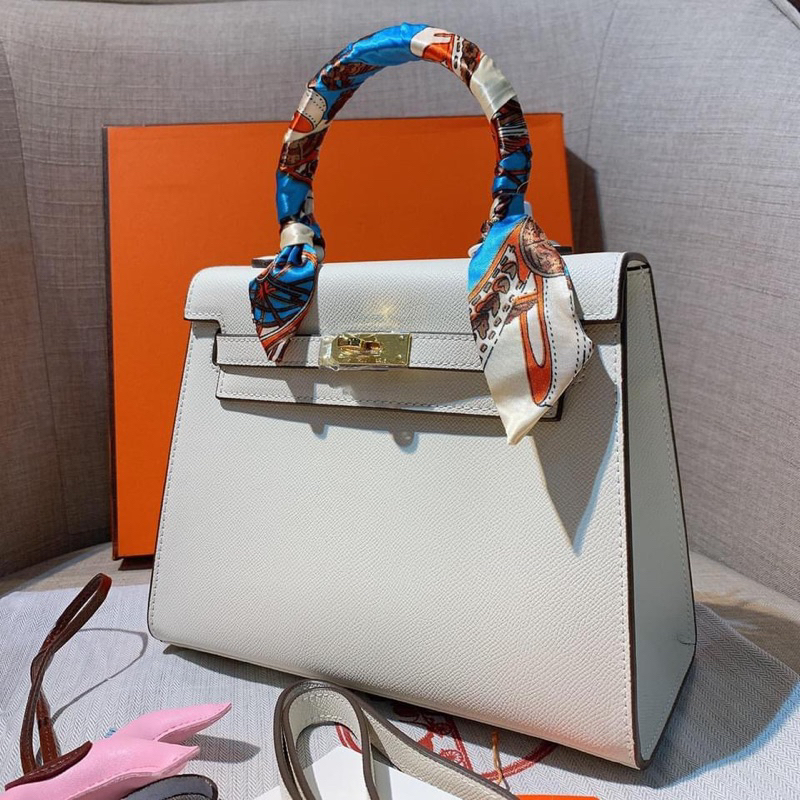 Túi xách kel.ly trơn khoá vàng