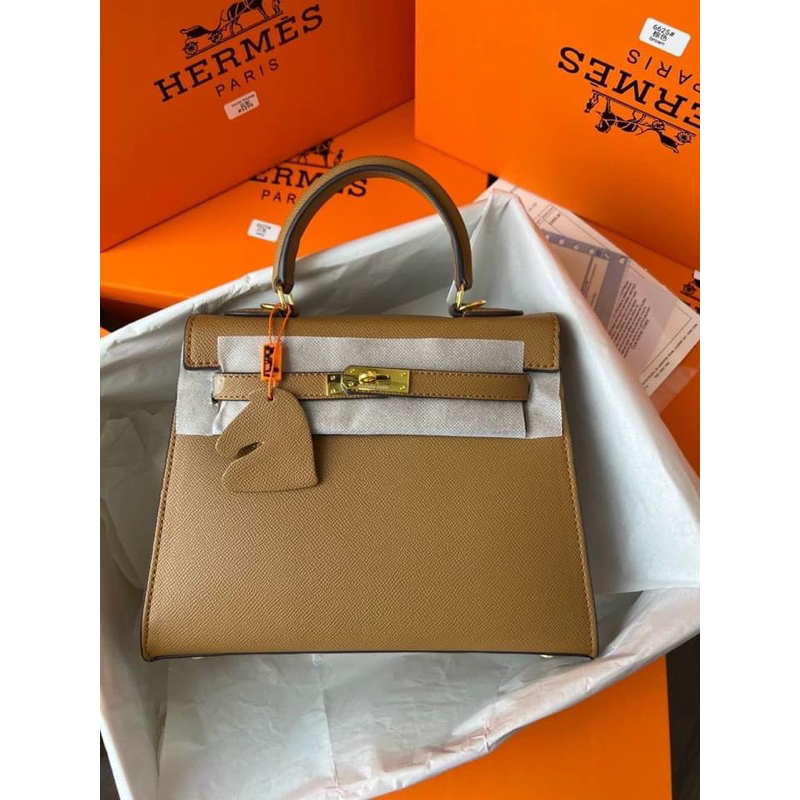 Túi xách kel.ly trơn khoá vàng