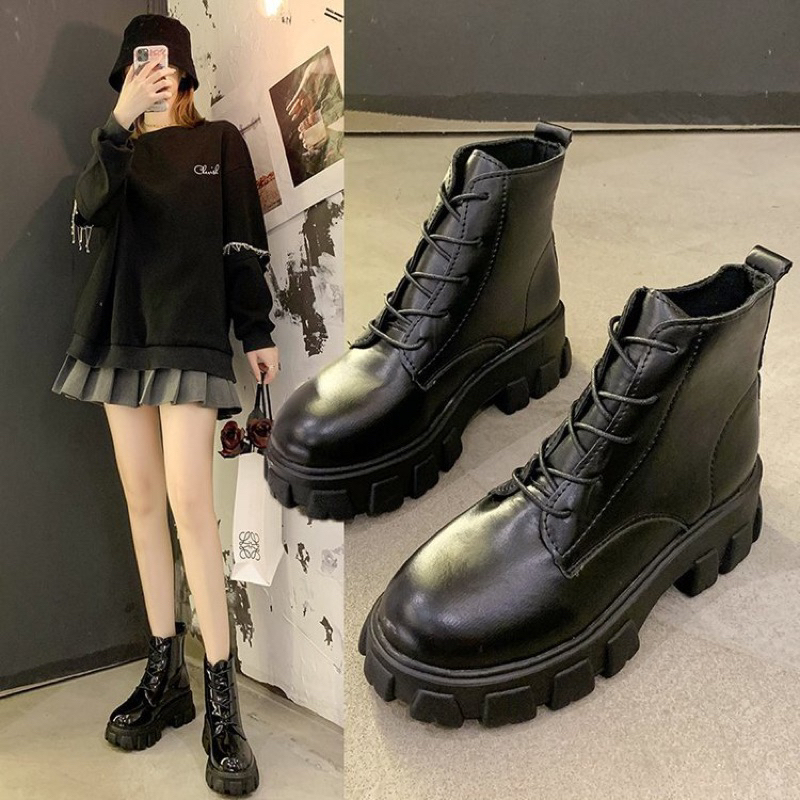 Giày bốt nữ Hàn Quốc cổ lửng phong cách Ulzzang 2023 cao cấp hot trend đế 5cm đầy cá tính
