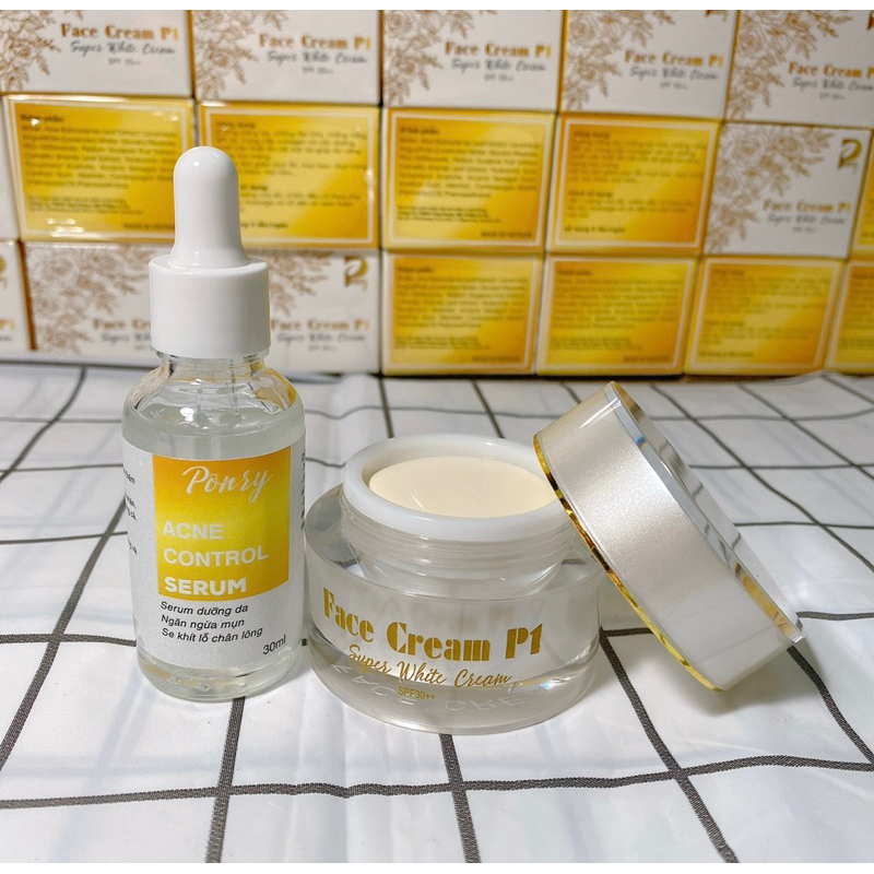 COMBO KEM FACE P1 & SERUM HA Dưỡng Trắng Da Mặt