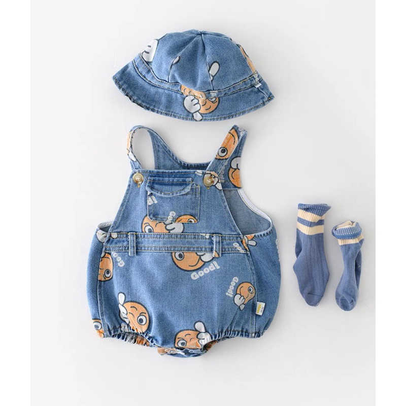 (RH418) (5-12kg) sét Yếm + mũ Jean dành cho em bé (không có áo) (Puppy Kids) - JEAN GOOD