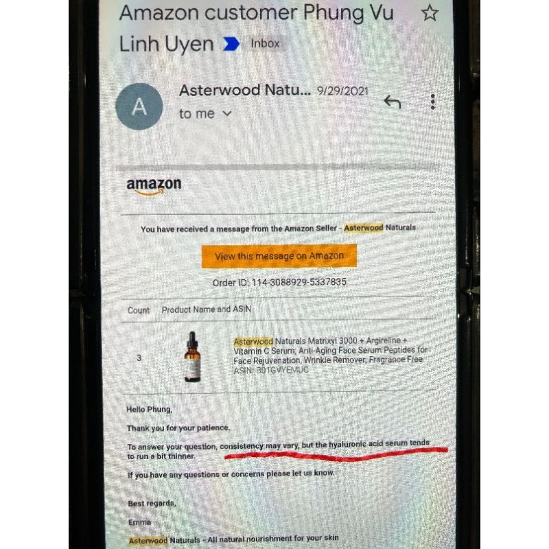 Size dùng thử serum cấp nước Asterwood Naturals HA