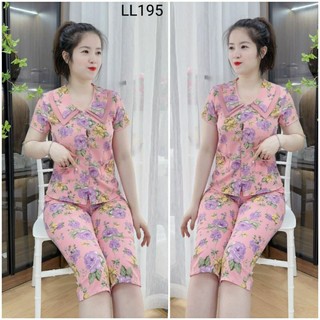 Đồ bộ mặc nhà, đồ bộ nữ lửng lụa cổ kép lướt để chọn màu