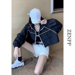 Áo khoác gió nữ form croptop cá tính