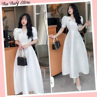   Sẵn  Váy Tacta Trắng 2 dây phối Khoác Tay Bồng Cộc Kèm Nơ Đá đi chơi chụp ảnh  đám cưới  chụp kỉ yếu 