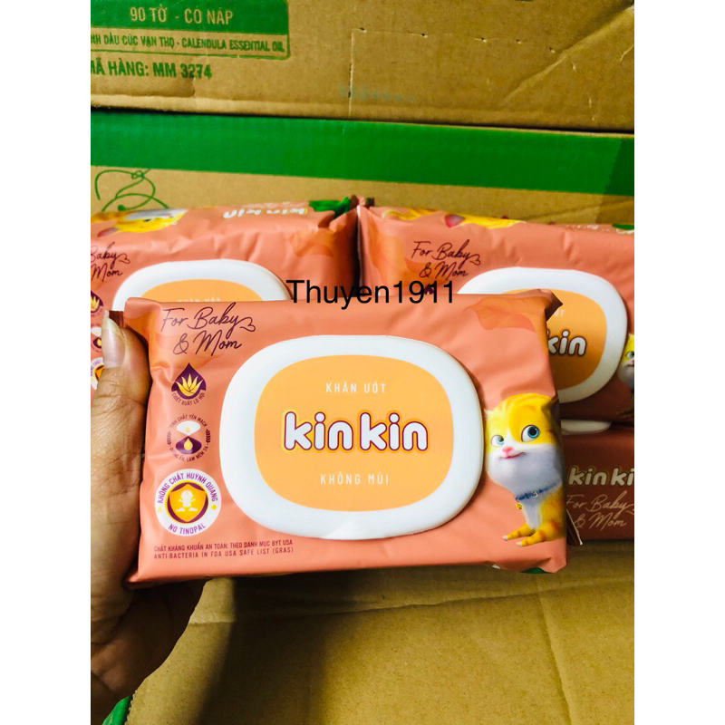 Combo 5 gói khăn ướt Mamamy Kin Kin 80 tờ không mùi