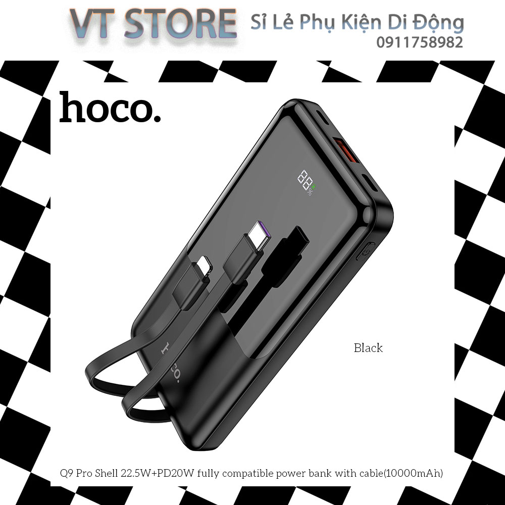 Pin Sạc Dự Phòng Hoco Q9 PRO 10000mah - Sạc Nhanh 22.5W Hiển Thị Led, Tích Hợp Cáp Sạc