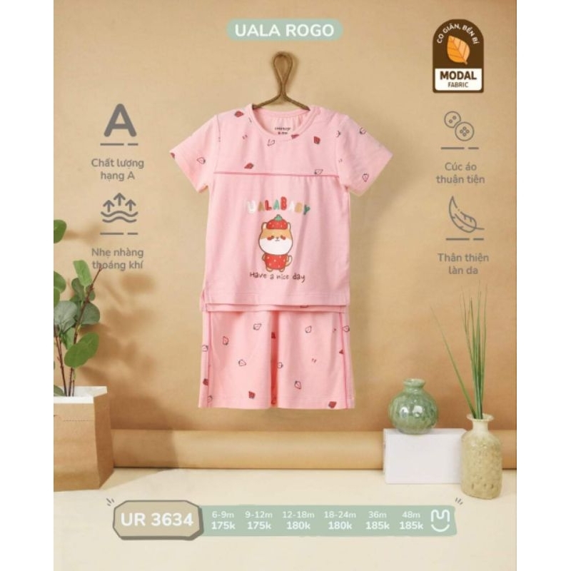 (UalaRogo) Bộ cộc tay chất liệu Modal cho bé