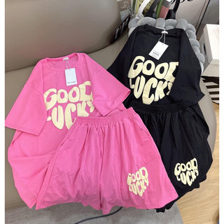 Set Bộ Cotton Chữ Goodluck In Nổi