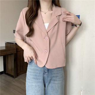  Áo blazer nữ áo khoác vest một lớp dáng ngắn tay cộc hàng QC cao cấp hiệu Boiling 