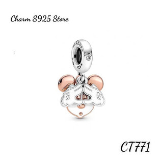 Charm pan ale treo chuột mickey vàng hồng trắng bạc s925 cao cấp