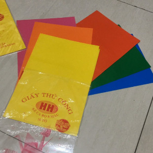 Giấy Thủ Công Khổ Lớn (1 Túi /10 Tờ -8 Màu ), Giấy Thủ Công Nhiều Màu Sắc Có Decan Cho Bé