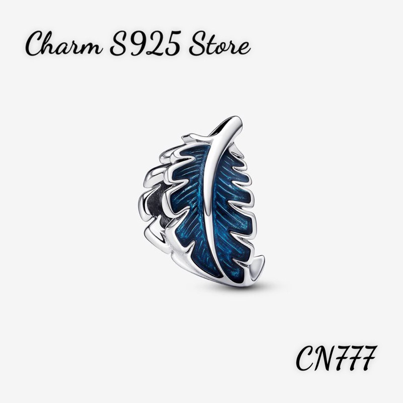 CHARM PAN ALE HÌNH LÔNG CÔNG MÀU XANH BẠC S925 THUẦN KHIẾT HÀNG CAO CẤP
