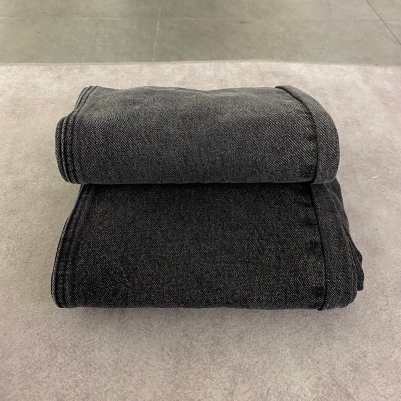 QUẦN JEANS SUÔNG RỘNG LƯNG CAO - XÁM ĐEN WASH