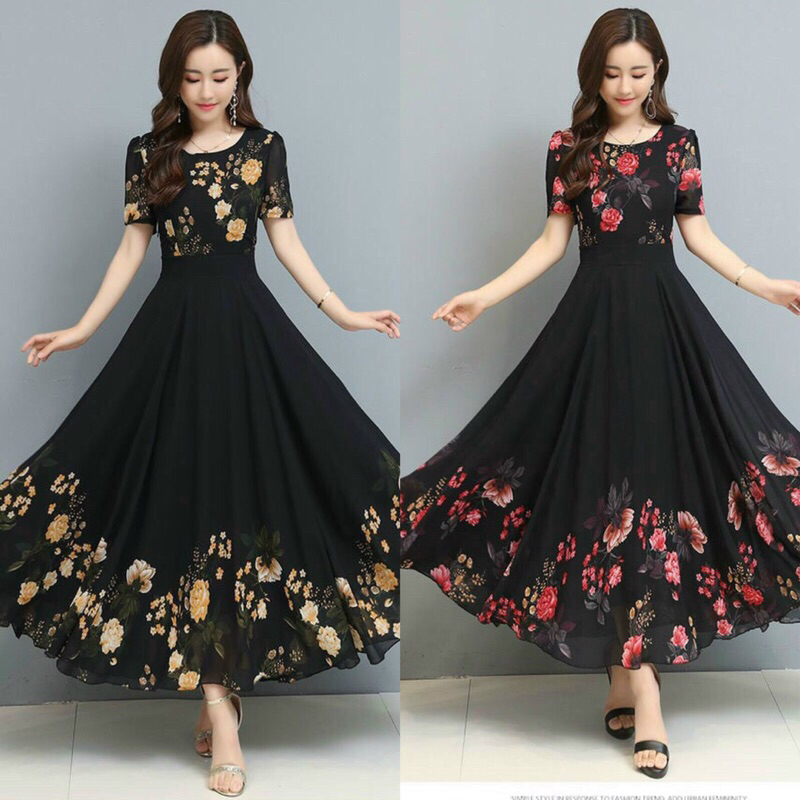 HÀNG NHẬP - ĐẦM XOÈ MAXI HỌA TIẾT HOA 3D CAO CẤP