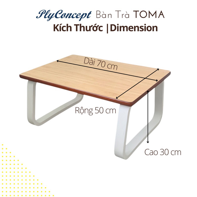 Bàn làm việc ngồi bệt, Bàn trà kiểu Nhật gỗ uốn cong Plyconcept TOMA Table (70 x 50 x Cao 30 cm) - Gỗ Plywood cao cấp