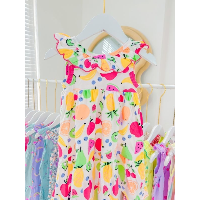 [HÀNG MỚI VỀ] DÁNG DÀI Váy ba lỗ cách điệu cổ bèo 2 tầng lưng chéo cho bé từ 9-22kg BẢNG MÀU 1