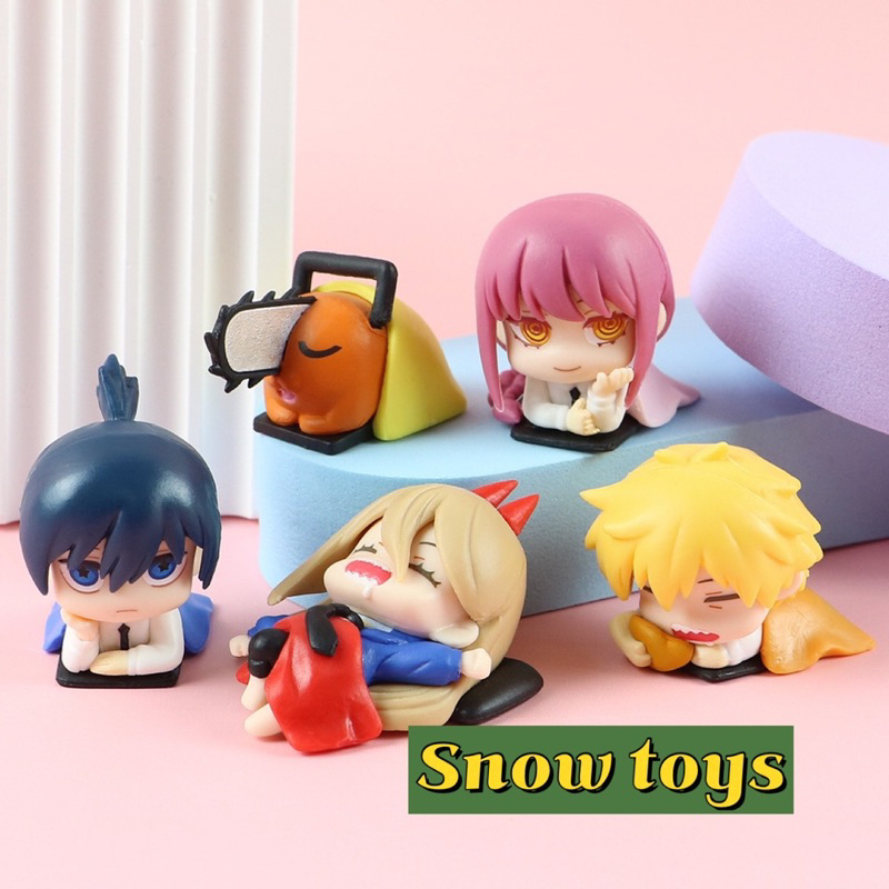 Mô hình Chainsaw Man chibi nằm ngủ - Mô hình Denji Pochita Quỷ cưa Denji Aki Hayakawa Makima Power - Kích thước 5cm