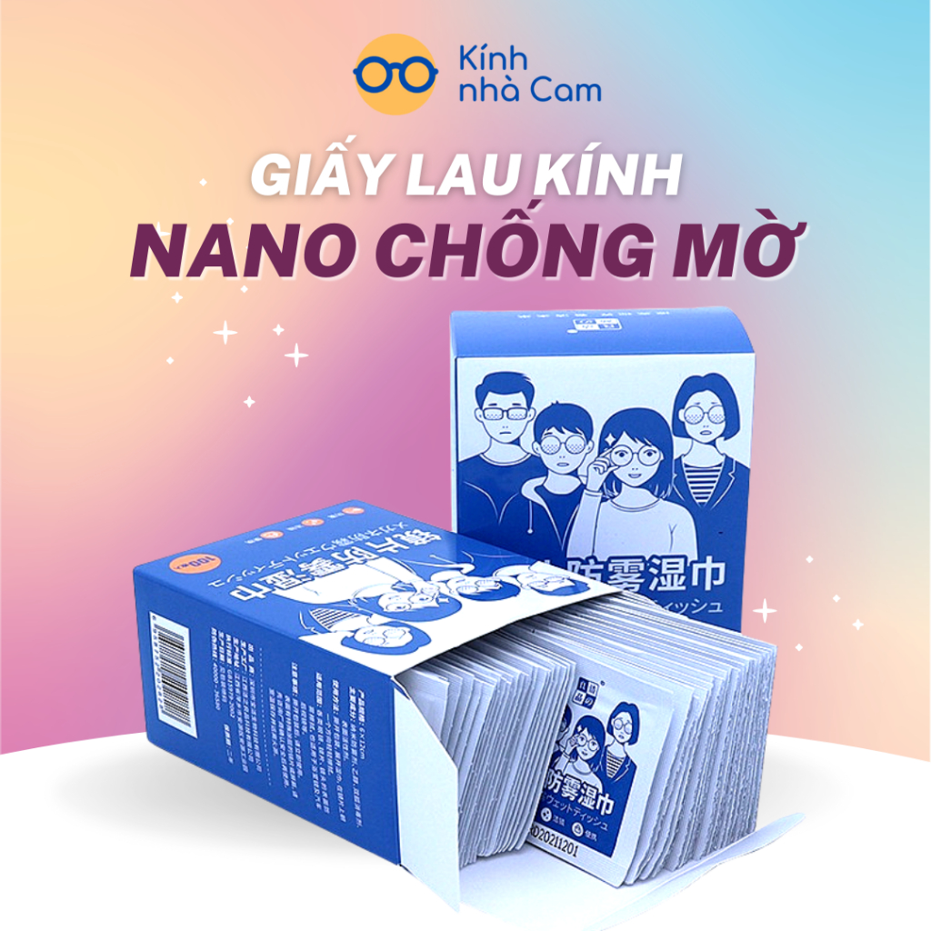 Khăn lau kính Nano hộp 100 miếng khăn giấy chống bám hơi nước, giấy lau kính chống mờ sương, mồ hôi, chống nhờn