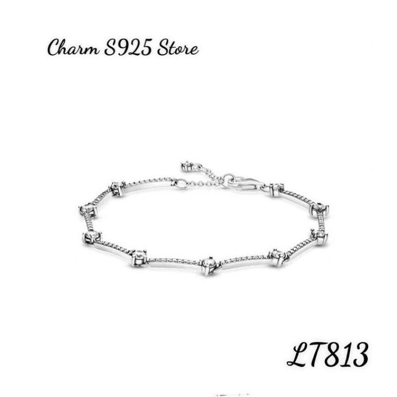 LẮC ĐEO TAY PAN ALE MOMENTS ĐÍNH ĐÁ TRẮNG BẠC S925 THUẦN KHIẾT HÀNG CAO CẤP