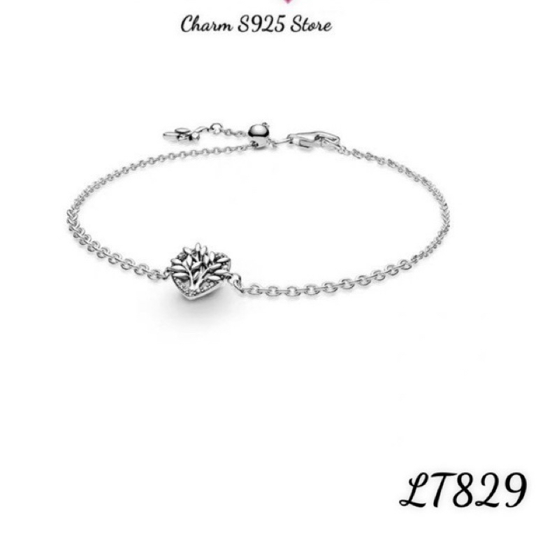 vòng tay charm pan cây tim bạc s925 cao cấp