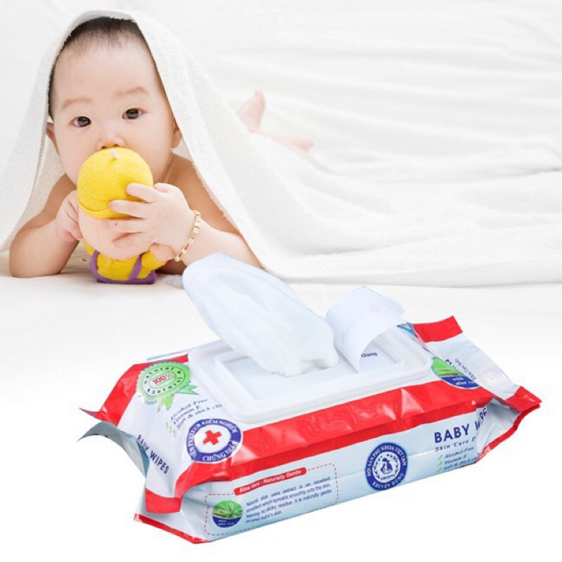 Gói khăn ướt baby wipes 80gr không mùi, an toàn cho bé