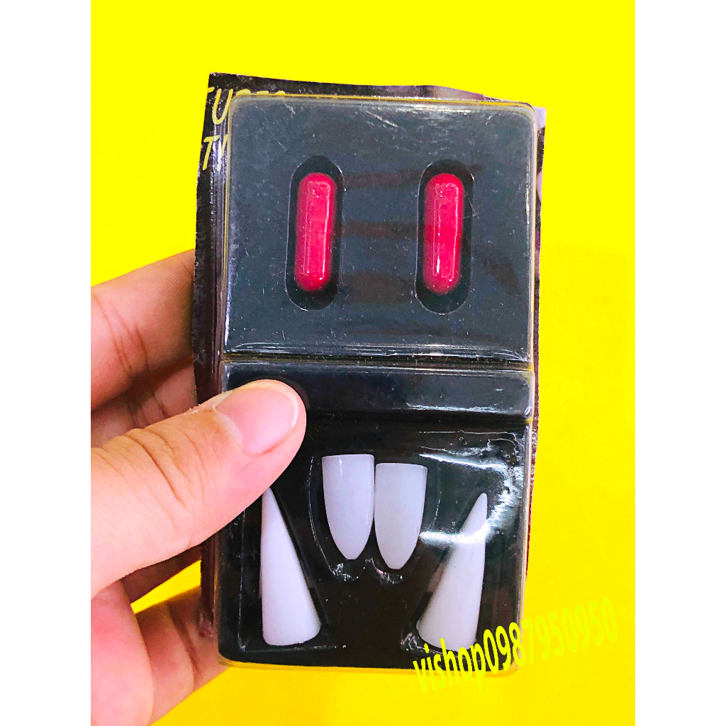 Bộ 4 Răng Nanh Giả Ma Cà Rồng Hóa Trang Halloween Mới
