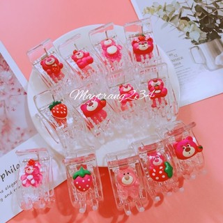 Kẹp tóc càng cua 3 răng, 5 răng gấu Lotso dâu , gấu dâu Hồng sen hottrend